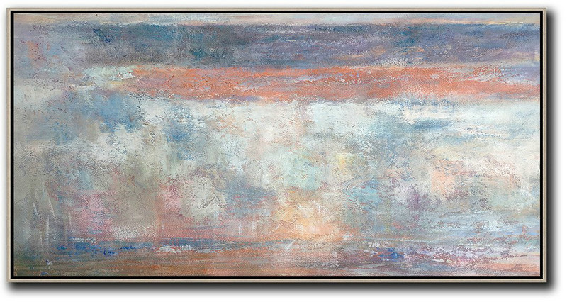 Large Abstract Painting Canvas Art,Horizontal Palette Knife Contemporary Art,Original Abstract Painting Canvas Art,Purple Grey,Pink,White.etc
